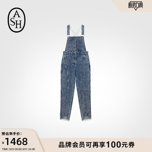 九分裤 修身 春秋PANTS系列牛仔搭扣背带裤 ASH女装