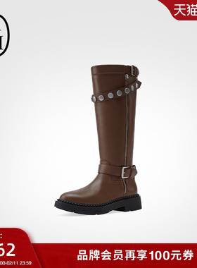 ASH女靴2025秋冬MELVIS厚底高筒靴女粗跟套筒时装骑士长靴