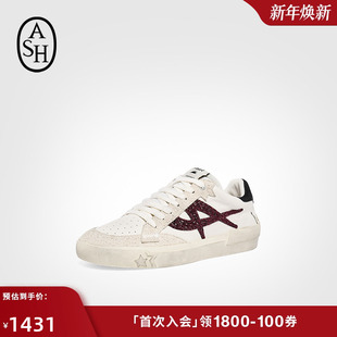 休闲百搭薄底鞋 ASH女鞋 MOONLIGHT圆头系带平底板鞋 新款 2025秋季