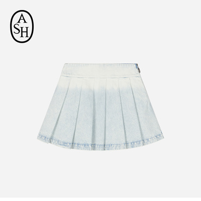 ASH女装2026春夏新款URUS纯棉宽松休闲侧拉链百褶牛仔短裙