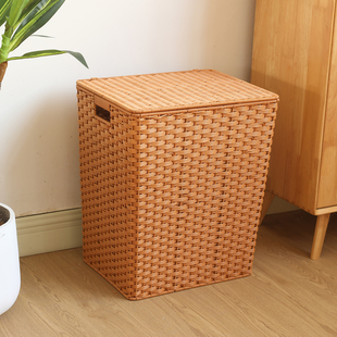 仿藤编脏衣篓有盖洗衣篮家用脏衣服收纳筐大号浴室卫生间编织框