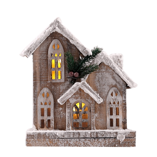 圣诞节发光圣诞木质树摆件创意桌面装饰品咖啡厅橱窗场景布置木屋