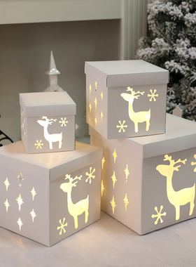 圣诞节装饰礼物盒白色礼品盒镂空礼包堆头美陈圣诞树摆件商场橱窗