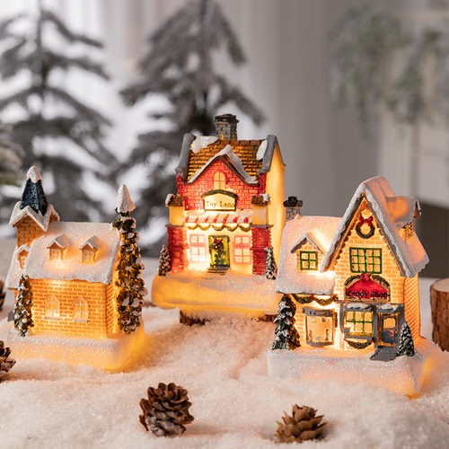 欧式复古发光小屋桌面摆件