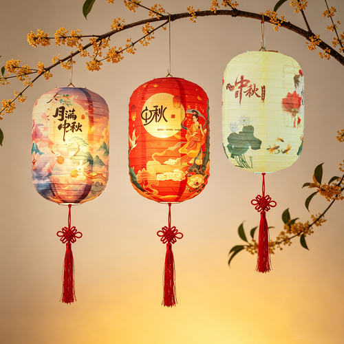 中秋节挂饰古风灯笼发光装饰挂件