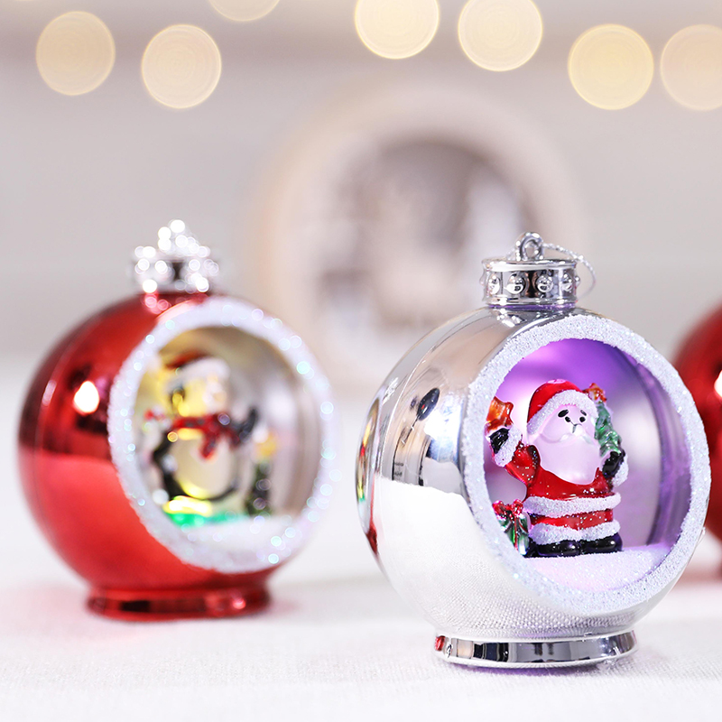 现货速发圣诞节装饰发光桌面摆件老人雪人球灯圣诞树上挂件小吊饰