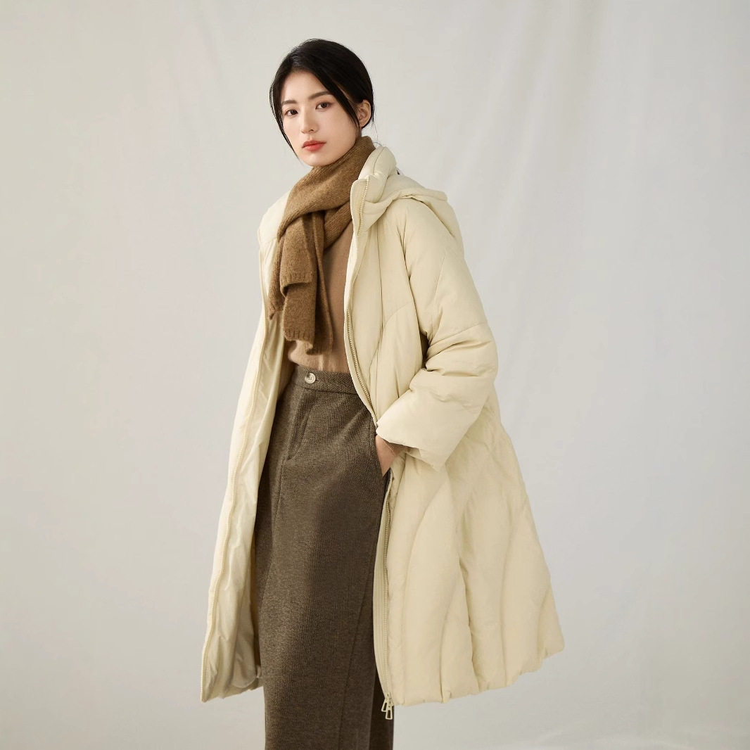 茧型加厚羽绒服长款宽松高端90白鸭绒欧货面包服过膝外套HT43222