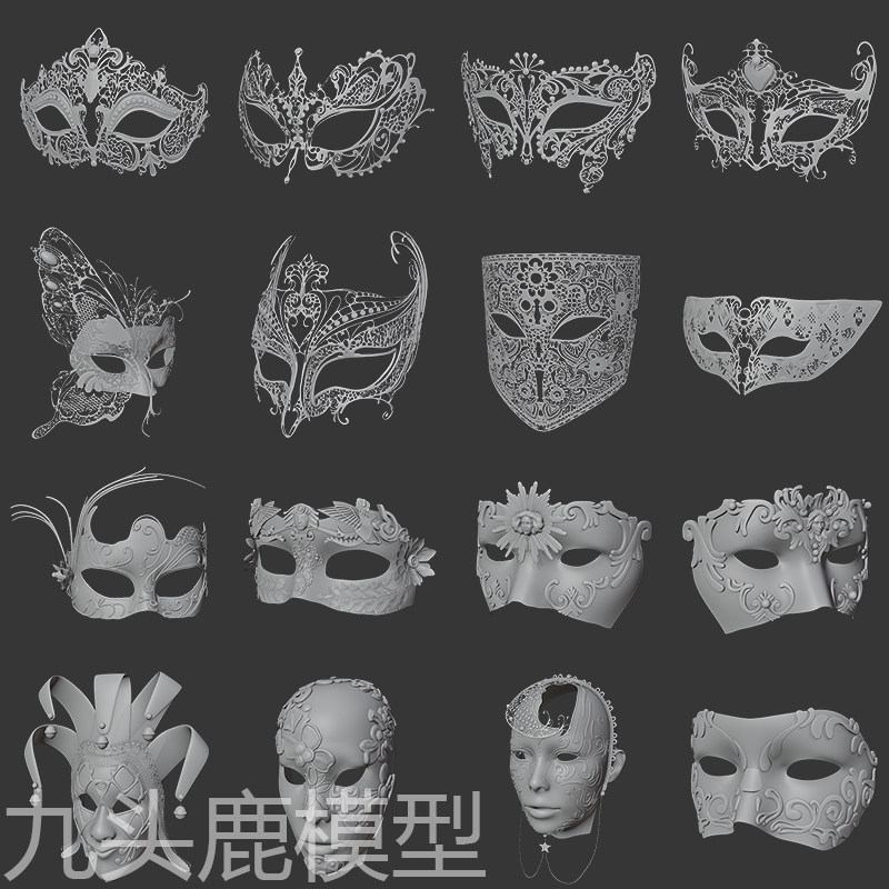 maya 3Dmax c4d blender zb三维面具面罩模型素材源文件带贴图