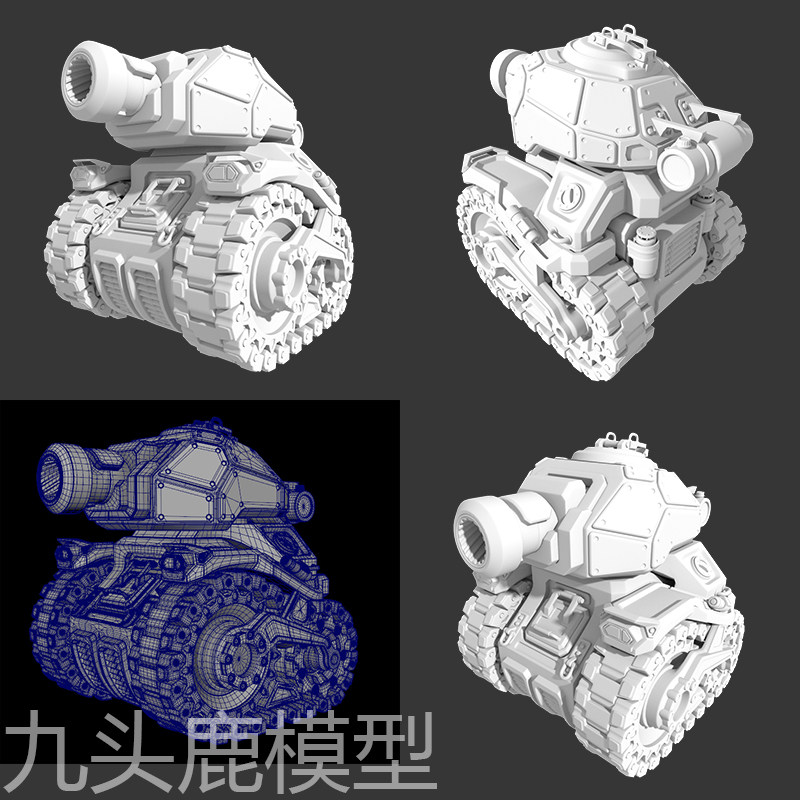 maya 3Dmax c4d blender高质量三维卡通坦克机械模型素材源文件