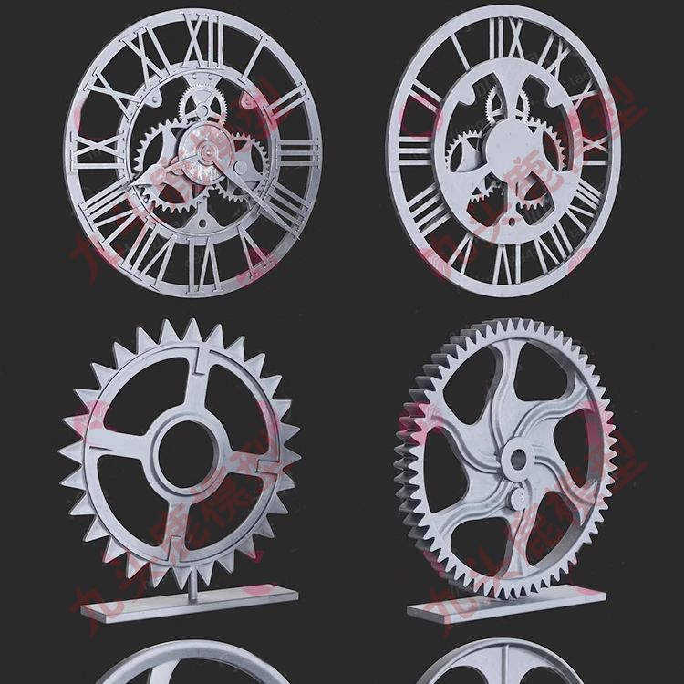 MAX蒸汽朋克齿轮高模OBJ白模机械手表模型工业旋钮3D模型FBX