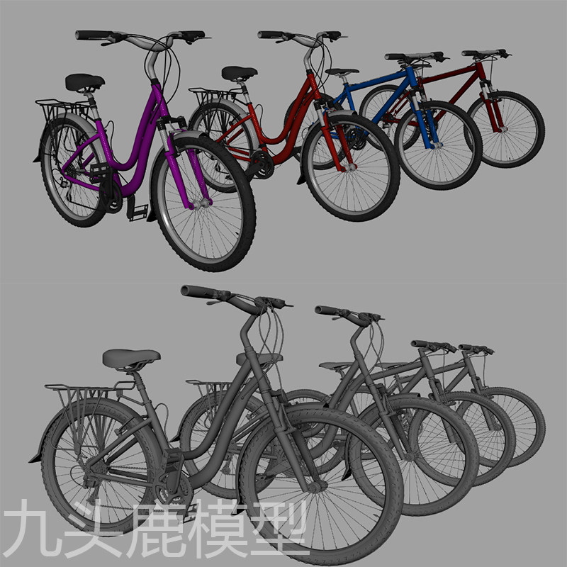 maya/3Dmax/c4d/unity/UE4三维影视游戏动画自行车模型素材源文件