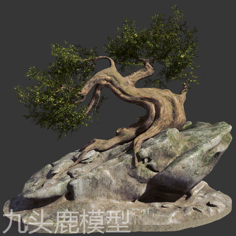 maya/3Dmax/c4d/blender/ue4三维游戏动画岩石大树石头模型素材