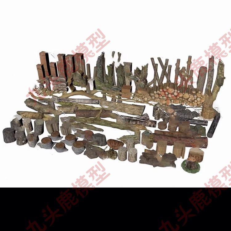 枯树干树桩木桩木板木头朽木树墩三维模型模型C4D FBX STL OBJ SU