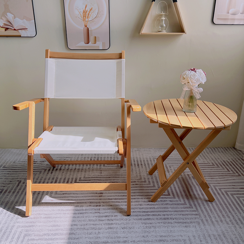 实木便携式家用休闲靠背露营椅