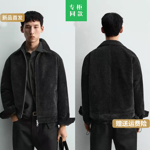 柜699！ZA冬季新品男装 宽松复古灯芯绒棉服夹克外套 7380720 800
