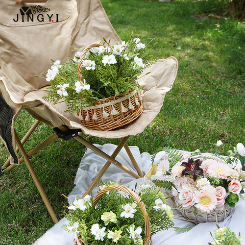 京艺名家小雏菊仿真花花提篮假花