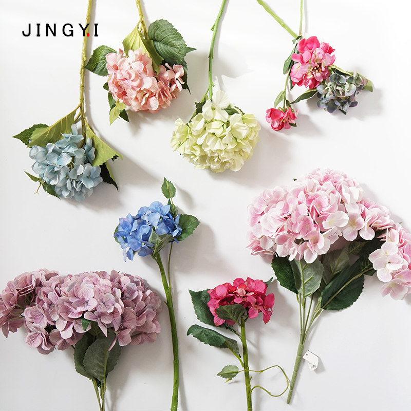 短枝复古大绣球手感仿真花绢花欧式清新餐桌假花婚庆单枝绣球