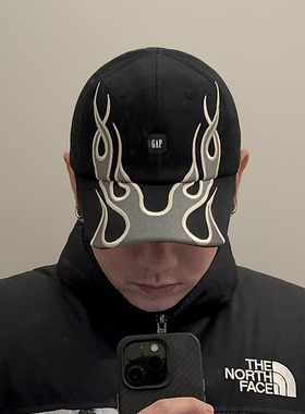 高版本YEEZY联名火焰CAP棒球帽YZY美式潮牌鸭舌帽高街Kanye同款帽