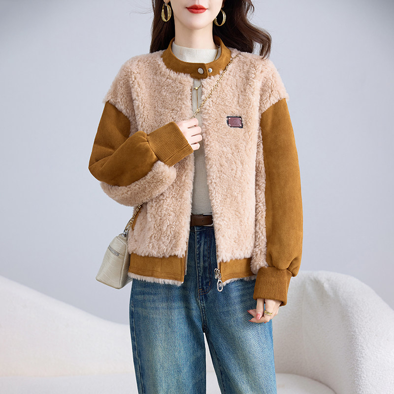 卡若维娅海宁颗粒绒皮草外套女羊羔毛皮毛一体短款大衣羊剪绒上衣,女装/女士精品,皮草,淘宝优惠券,粉丝福利购,淘宝优惠卷