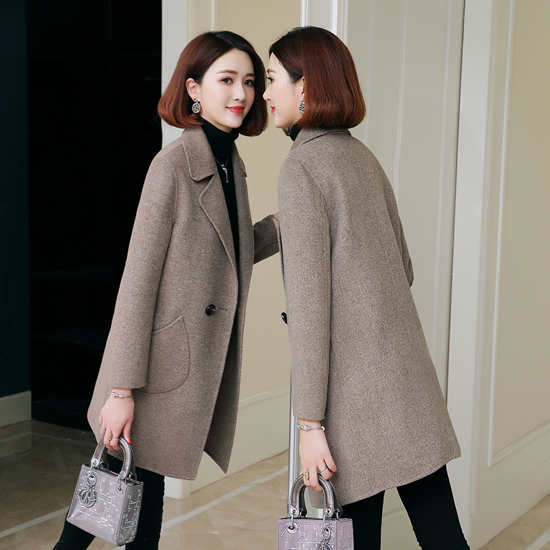 双面呢大衣女中长款毛呢外套2025秋冬新款流行妈妈呢子零羊绒大衣
