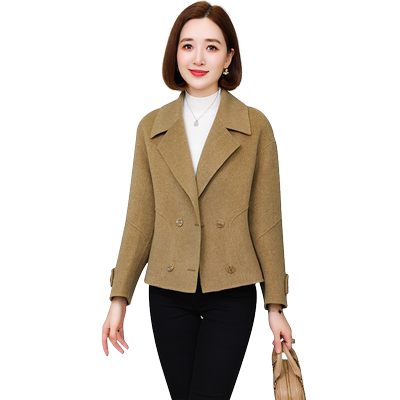 卡若维娅双面羊毛呢子大衣赫本风