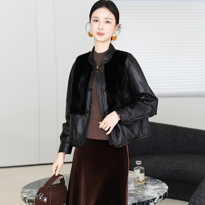 海宁真皮羽绒服短款鹅绒皮衣外套