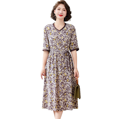 卡若维娅收腰显瘦A字真丝连衣裙