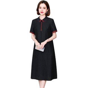高端夏装香云纱真丝连衣裙女黑色新中式国风中长款宽松桑蚕丝裙子
