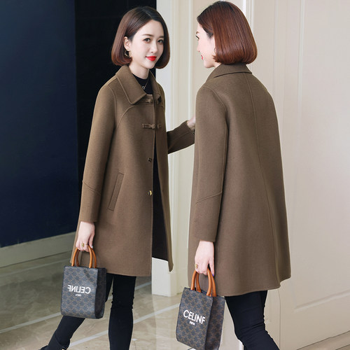 双面零羊绒大衣女中长款毛呢外套