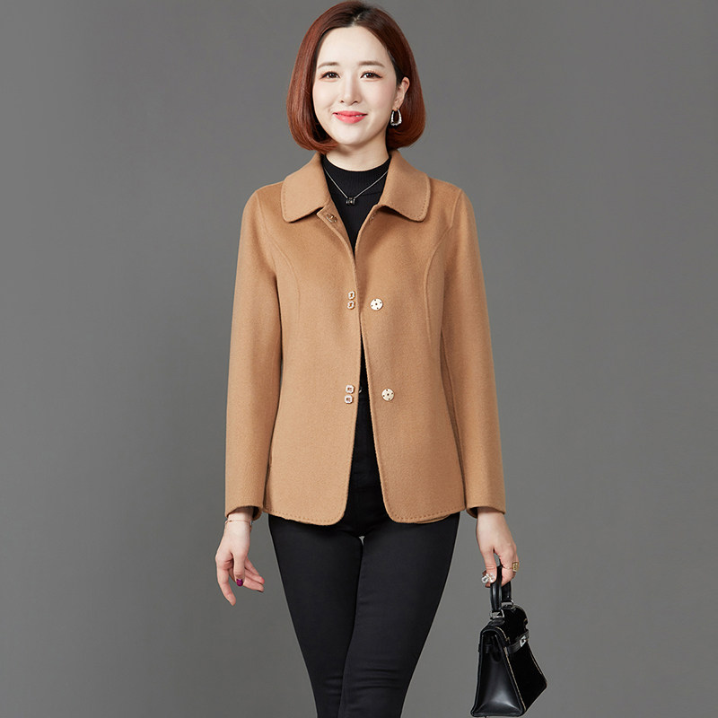 卡若维娅时尚简约大牌双面呢子大衣女短款修身气质毛呢外套秋新款