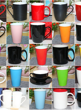 红茶PIFA发礼品杯子带盖陶瓷广告杯子印logo定制咖啡杯黑色马克杯