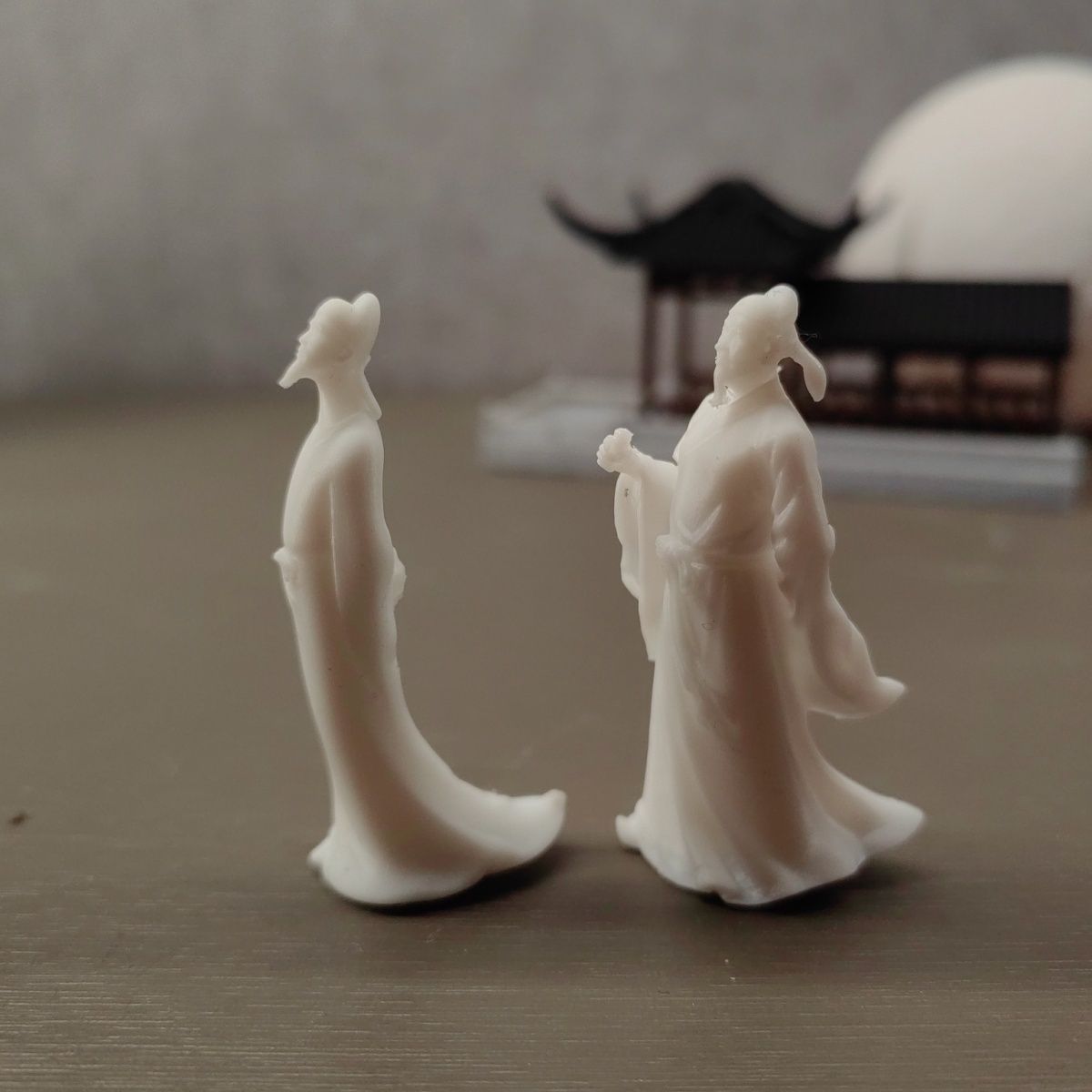 微型古人古风摆件树脂白模李白杜甫人物书房新中式桌面卧室摆件