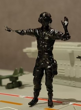微缩模型高达格纳库地勤小人空军飞行指挥员高精度3D航母军舰白模
