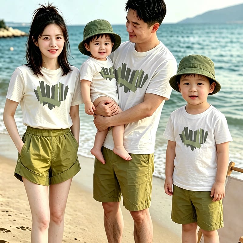 婴儿亲子装夏t恤一家三口满月百亲子装/亲子时装