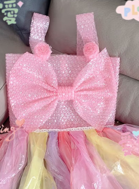 环保服装儿童时装秀女童幼儿园亲子走秀环保衣服手工塑料袋公主裙