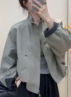 韩系外套女款秋2025新款立领冲锋衣休闲夹克小个子棒球服短款风衣