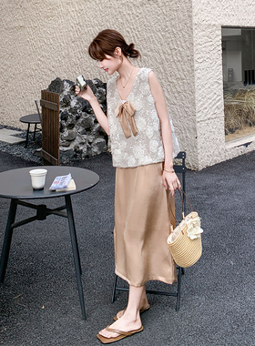 夏季新品  两面穿亮片马甲＋半身裙两件套 2C285 1836 P155K228