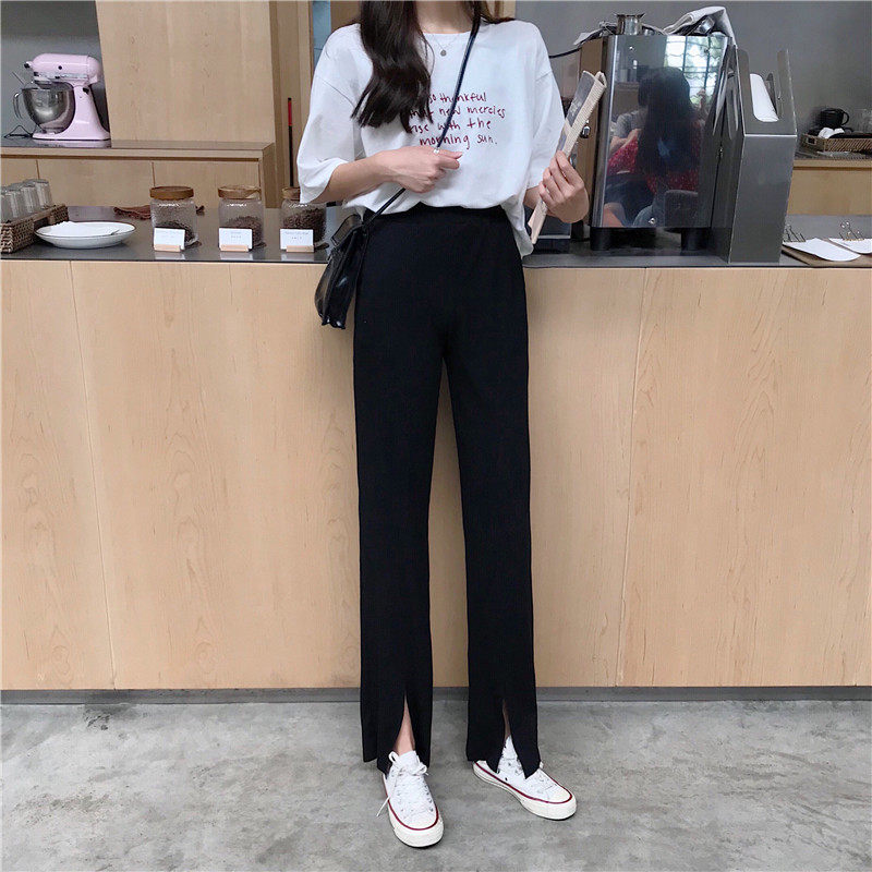 Real price high waist slim design wide leg casual pants