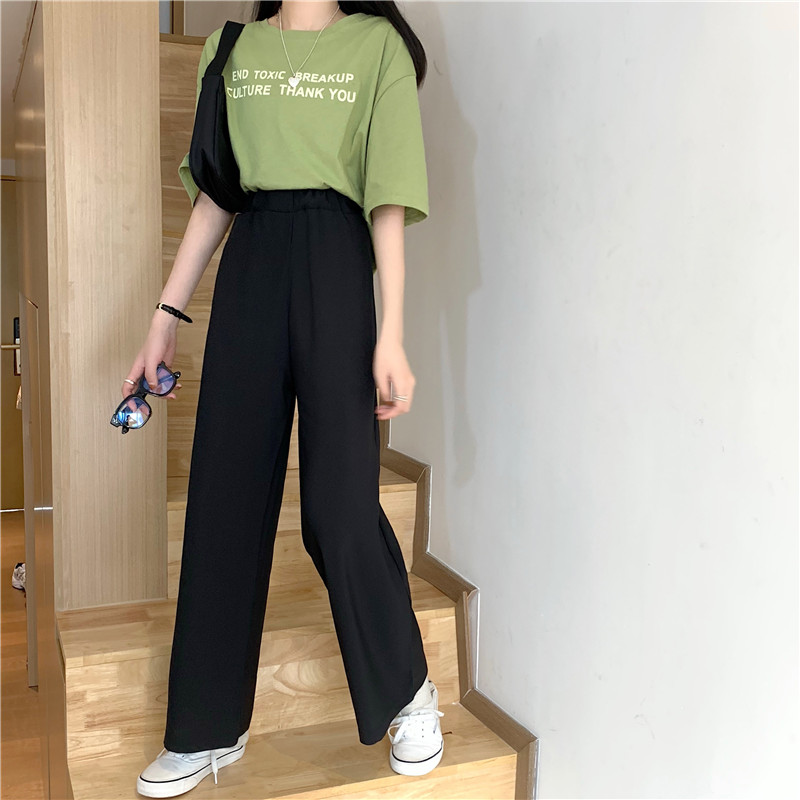 Real price wide leg pants high waist small straight tube loose drop casual floor pants