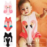 Ins mô hình vụ nổ mùa xuân và mùa hè mới thiên nga đen flamingo vẹt trẻ em cô gái bé một mảnh áo tắm bãi biển quần áo - Đồ bơi trẻ em