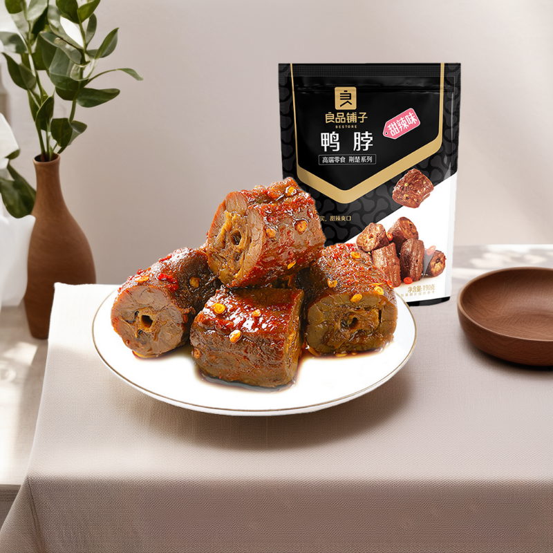 良品铺子鸭脖甜辣味190g门店同款独立小袋装麻辣卤味鸭脖子零食