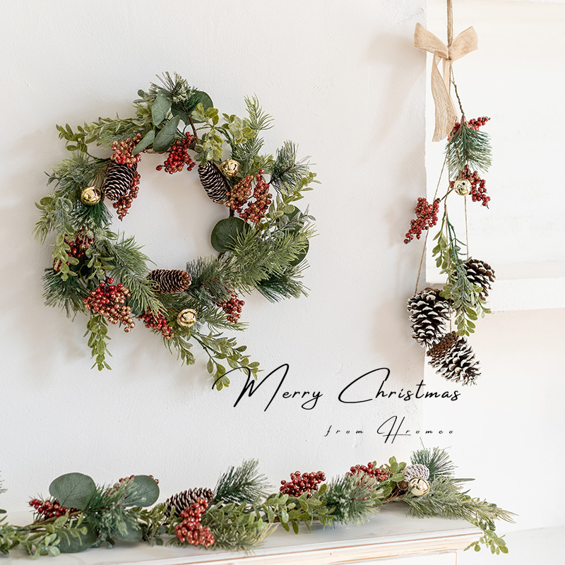 hromeo圣诞藤条花环插枝装饰布置