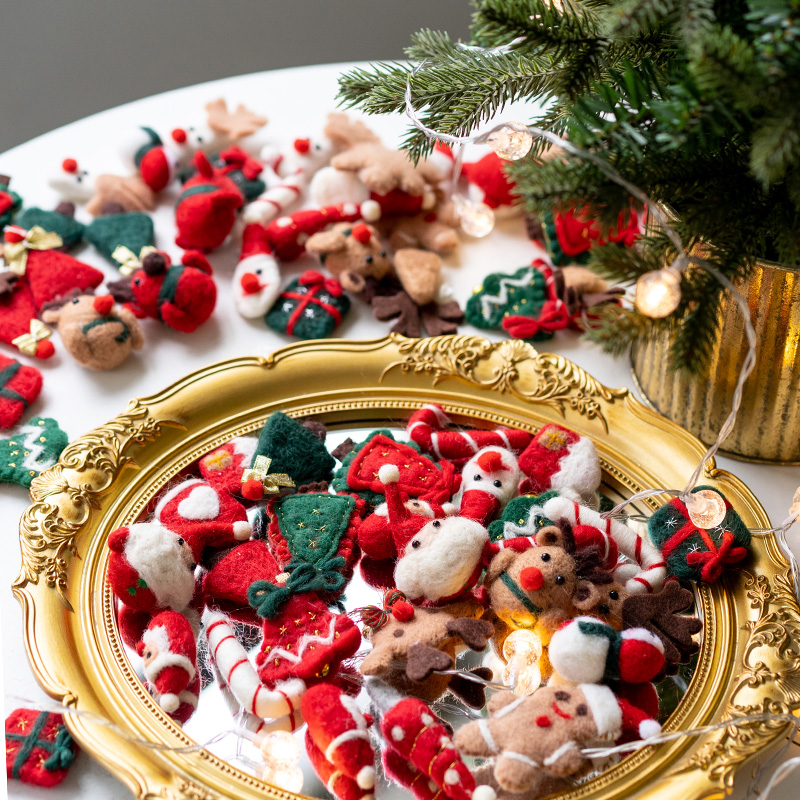 Hromeo 圣诞节装饰品圣诞羊毛毡装饰材料手工花环小树diy配件