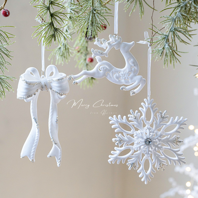 Hromeo圣诞节白色植绒装饰挂件