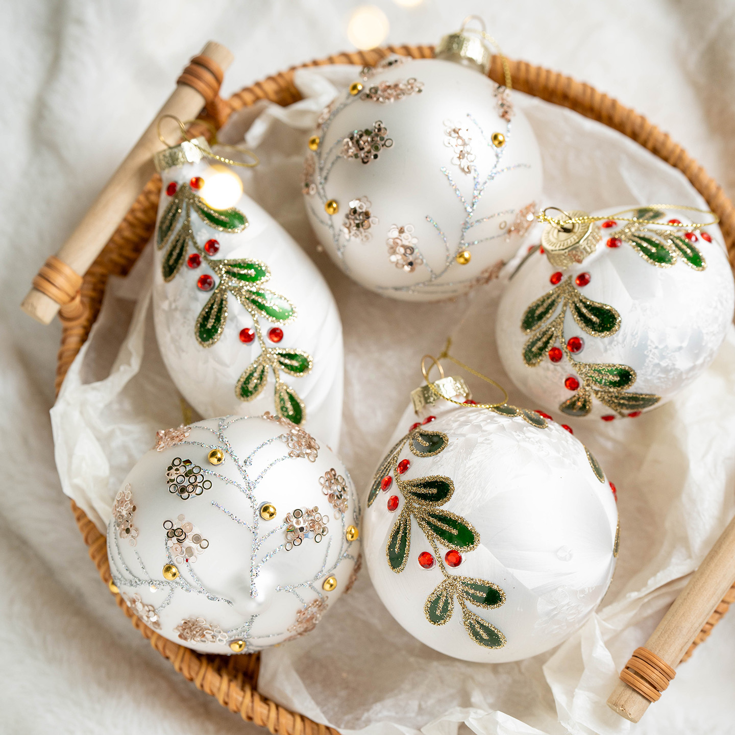 Hromeo 圣诞节装饰圣诞树装饰挂件ins风玻璃球挂件节日布置吊饰