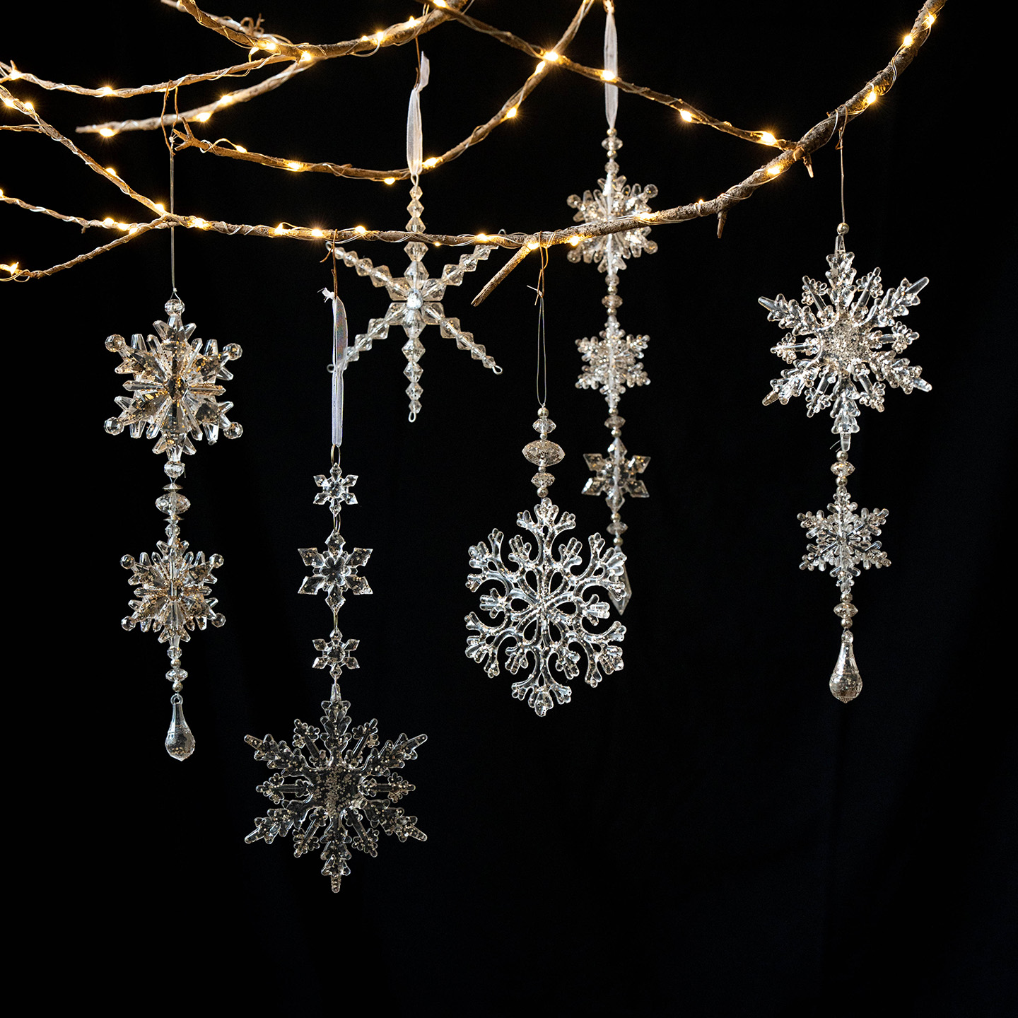 亚克力香槟雪花挂件圣诞装饰品