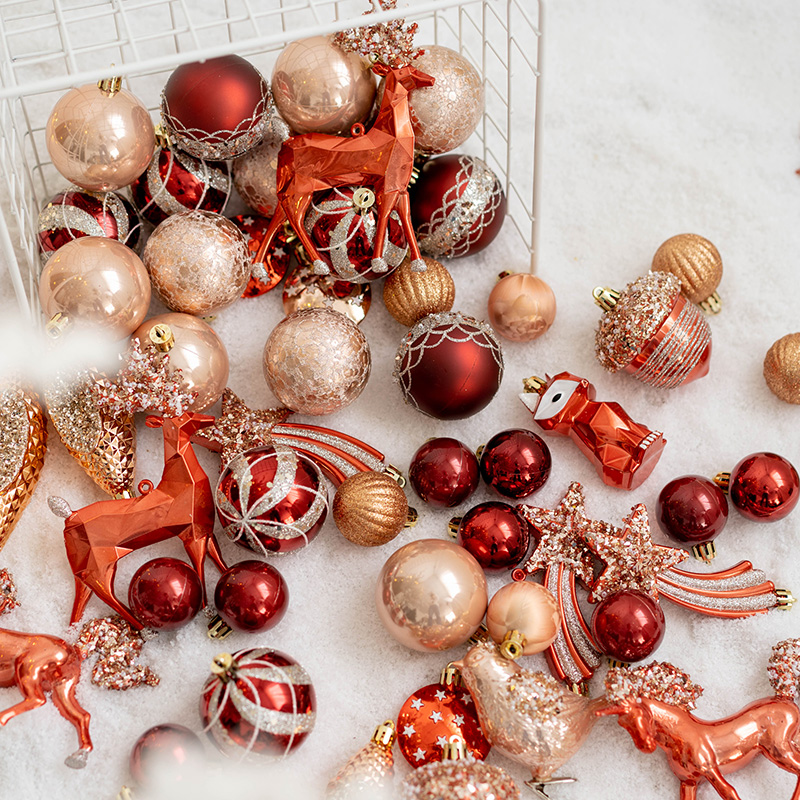 Hromeo钻红色系圣诞异形球