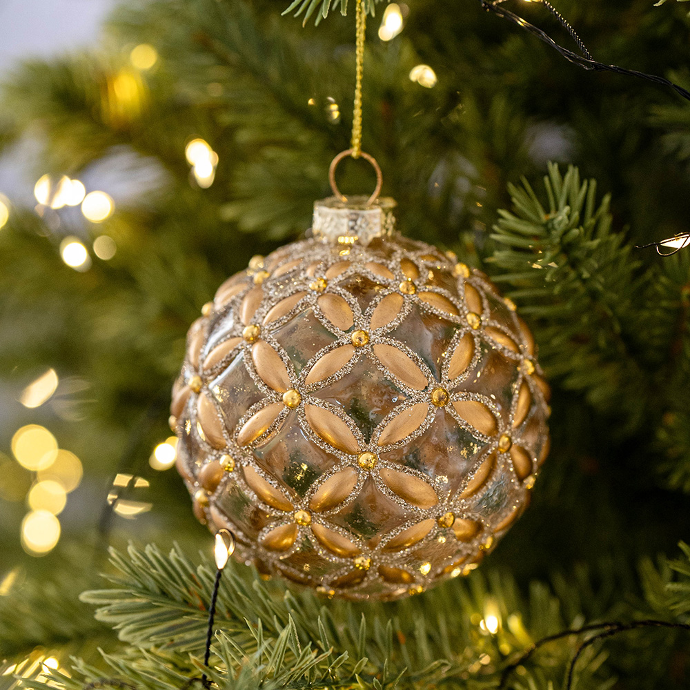 Hromeo 圣诞节装饰圣诞树装饰8cm手绘玻璃球橱窗布置ins玻璃挂件