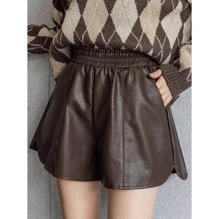 皮短裤冬天配靴子女外穿冬高级感超好看小个子女士皮短裤冬季高腰