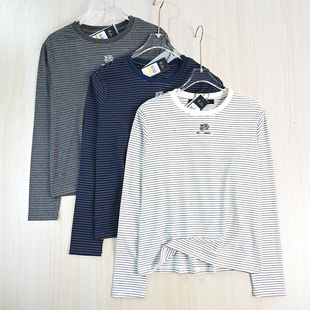 美系K尔舒适弹力莫代尔圆领休闲长袖 条纹T恤 263 思琪女装